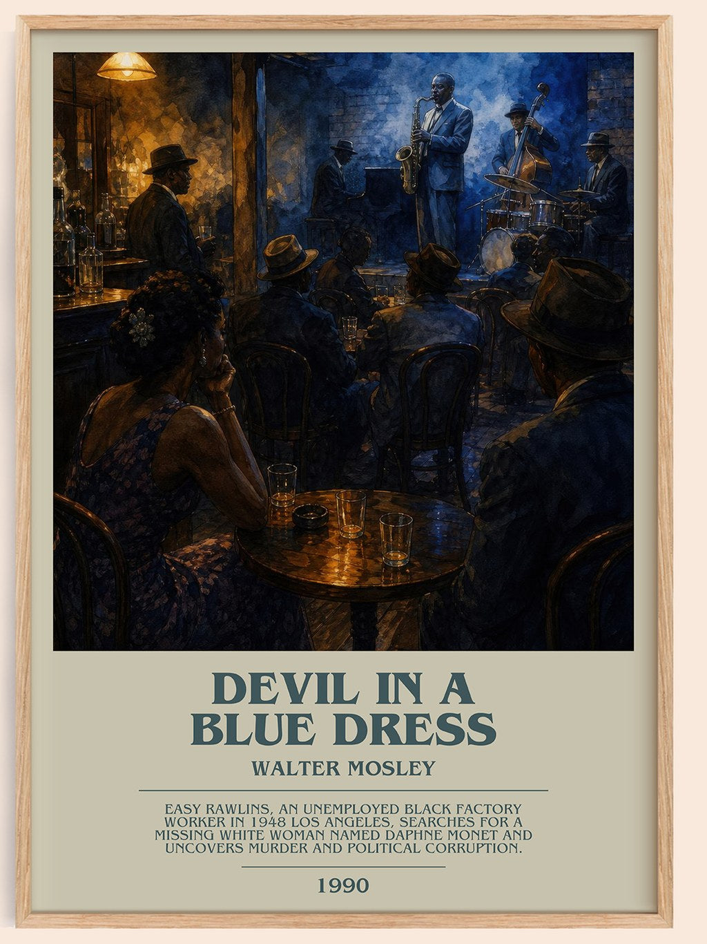 Devil in a Blue Dress bookish book poster by Walter Mosley – framed literary art print