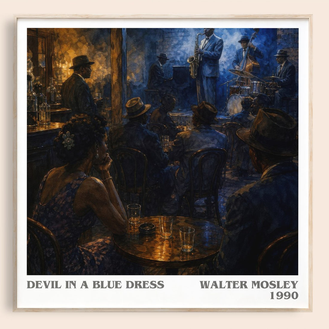 Devil in a Blue Dress literary book poster by Walter Mosley – framed literary art print