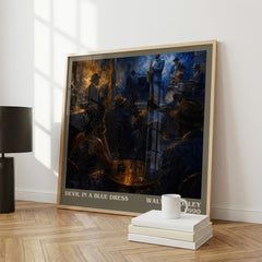 Devil in a Blue Dress literary print framed by window – literary home decor
