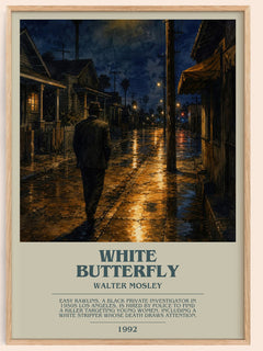 White Butterfly bookish book poster by Walter Mosley – framed literary art print