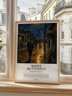 White Butterfly bookish poster colour and style options – Walter Mosley book art