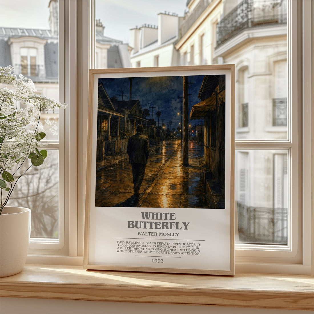 White Butterfly bookish poster colour and style options – Walter Mosley book art