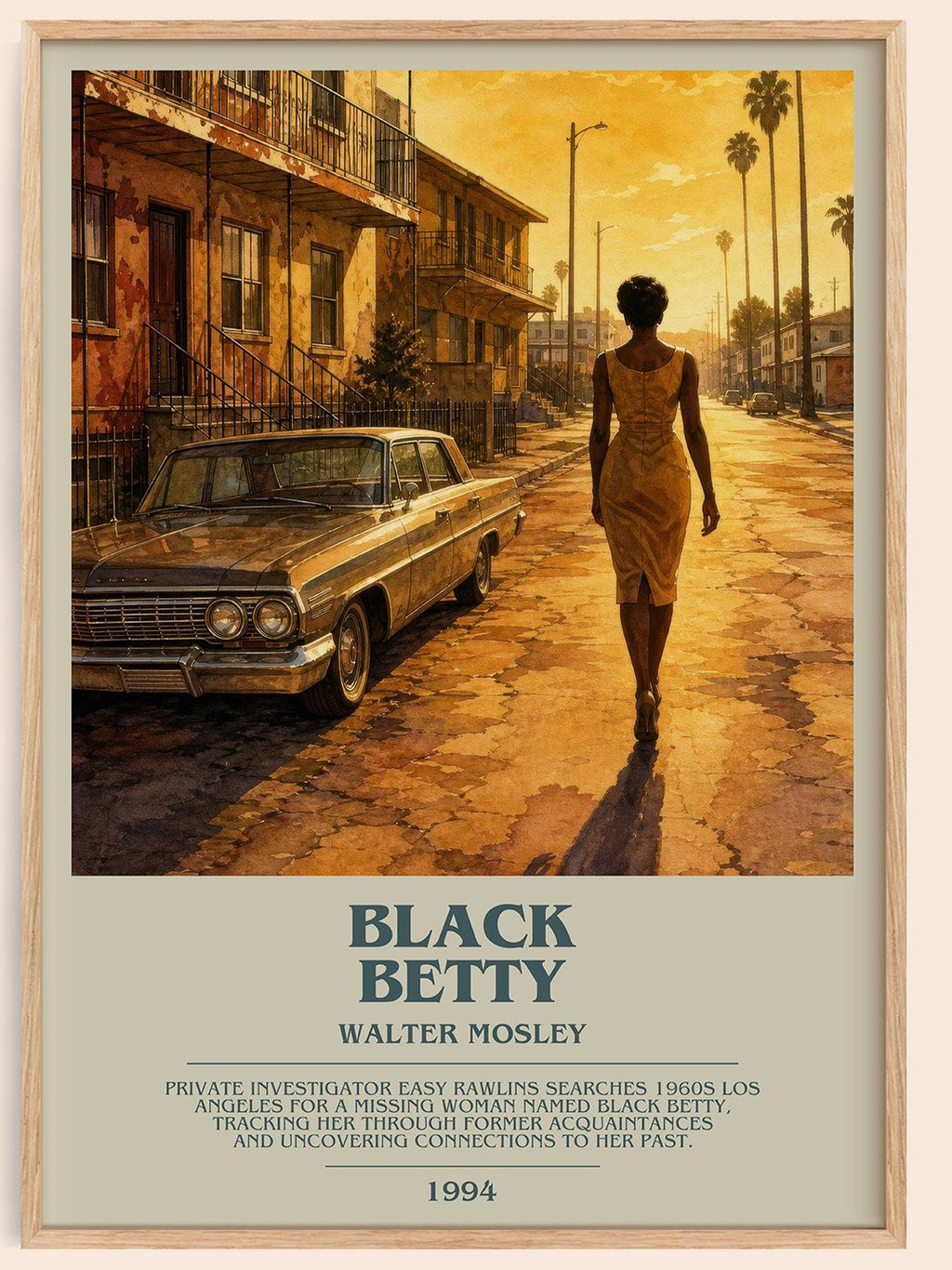 Black Betty bookish book poster by Walter Mosley – framed literary art print
