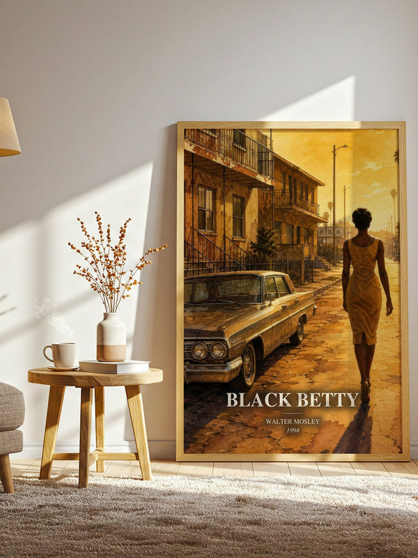 Black Betty watercolour print in frame leaning in hallway – crime wall art