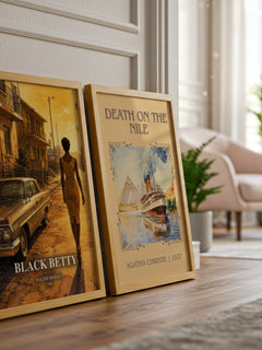 Black Betty watercolour print framed by window – literary home decor