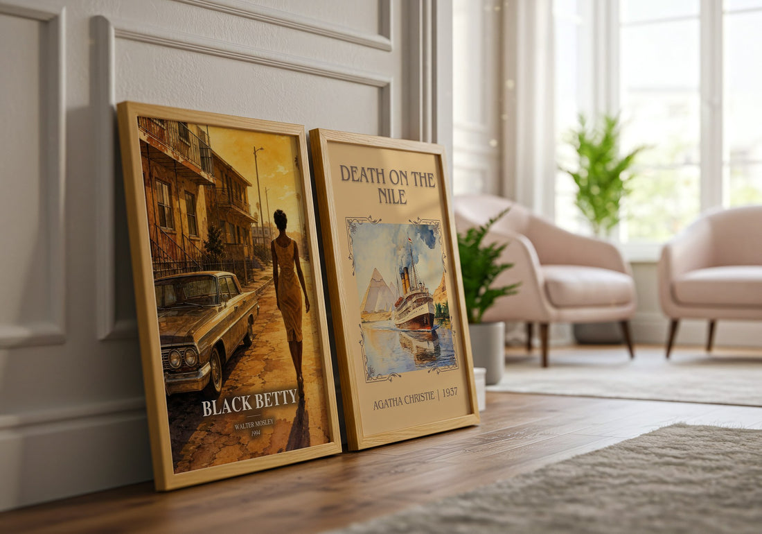 Black Betty watercolour print framed by window – literary home decor