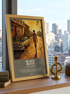 Black Betty bookish print framed by window – literary home decor