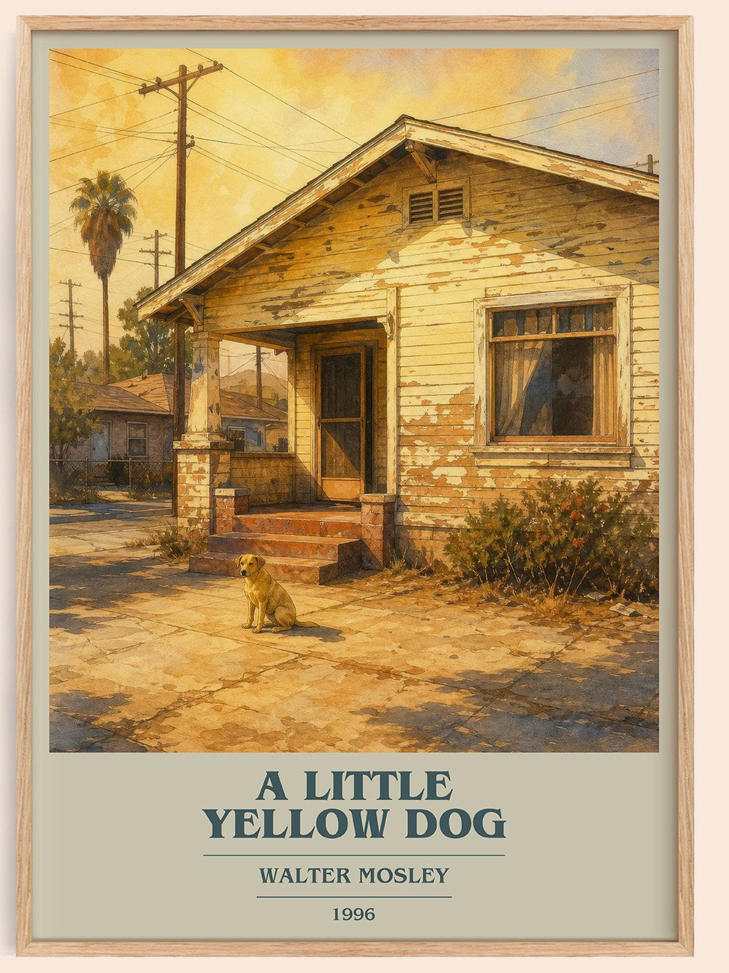 A Little Yellow Dog book cover book poster by Walter Mosley – framed literary art print