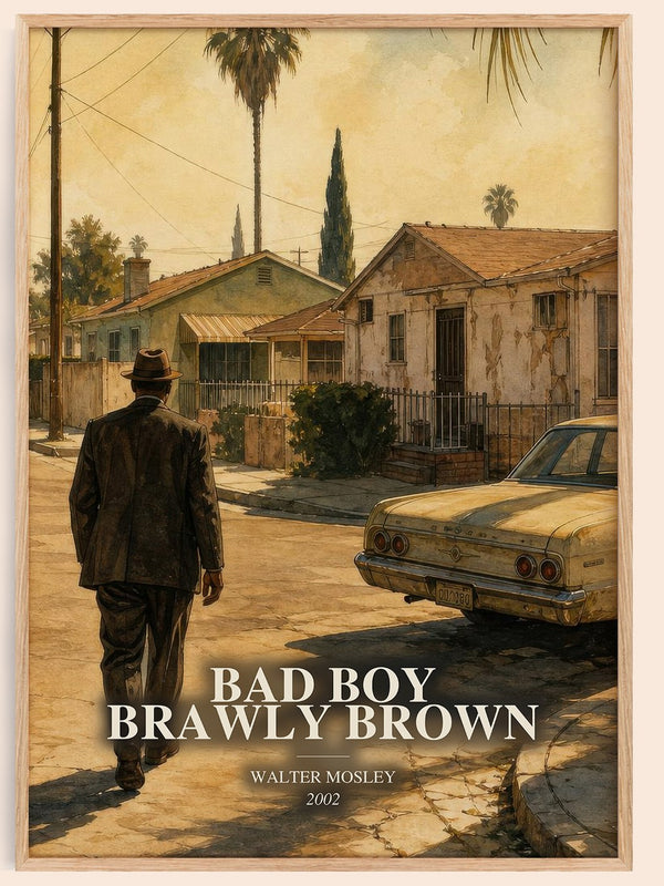 Bad Boy Brawly Brown watercolour book poster by Walter Mosley – framed literary art print