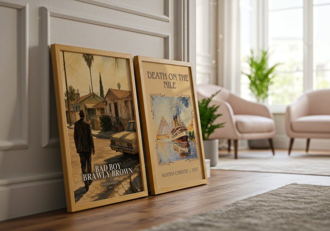 Bad Boy Brawly Brown watercolour print framed by window – literary home decor
