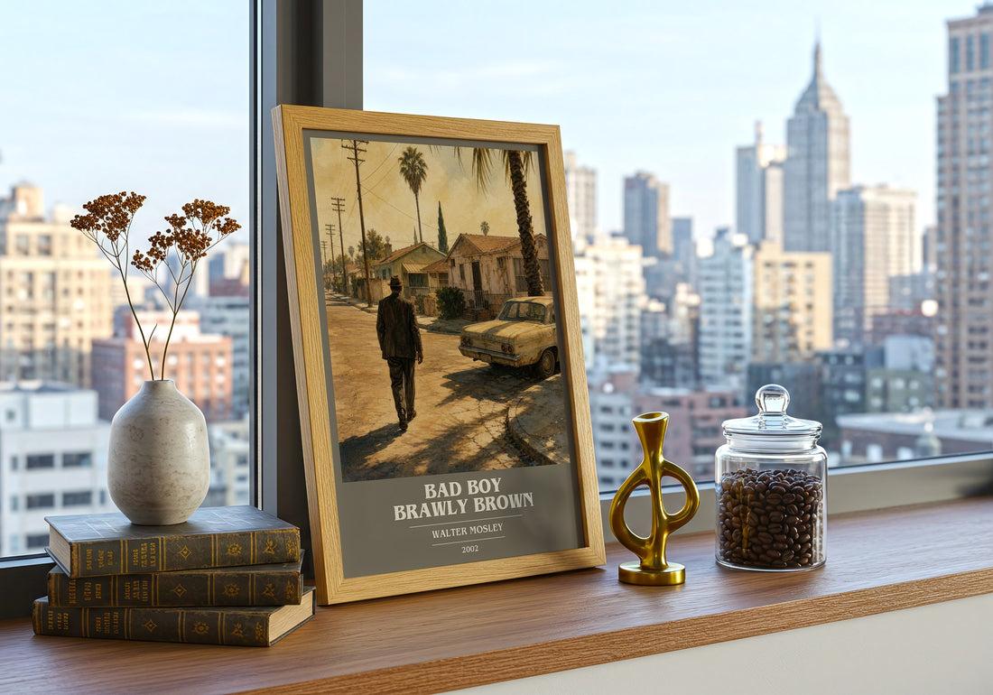 Bad Boy Brawly Brown book cover print framed by window – literary home decor