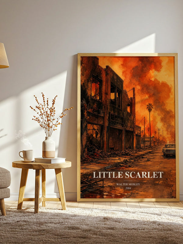 Little Scarlet watercolour print in frame leaning in hallway – crime wall art