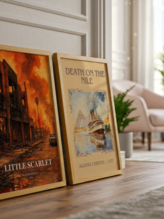Little Scarlet watercolour print framed by window – literary home decor