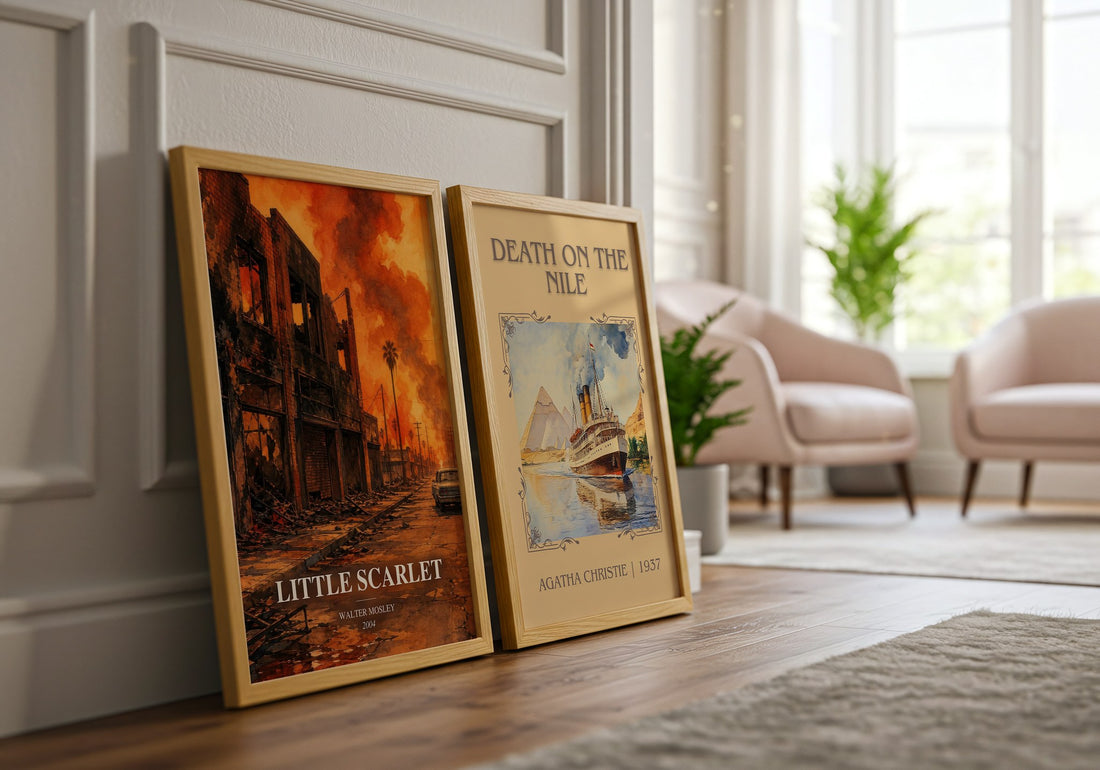 Little Scarlet watercolour print framed by window – literary home decor