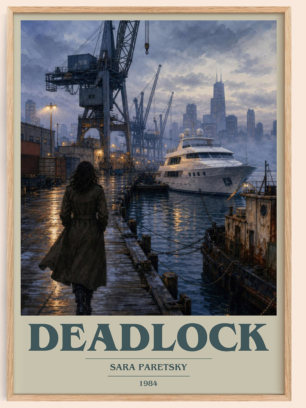 Deadlock book cover book poster by Sara Paretsky – framed literary art print