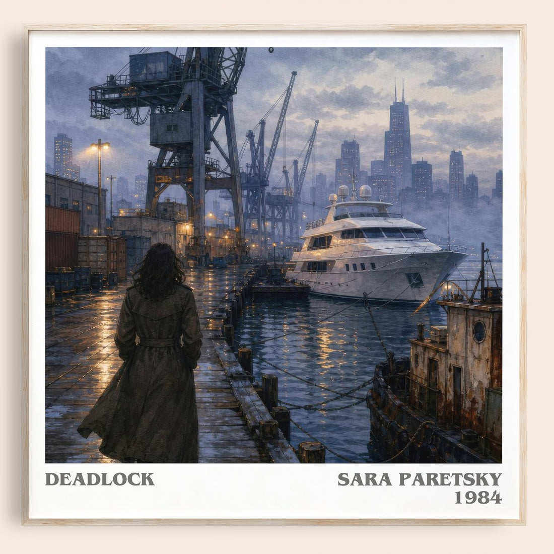 Deadlock literary book poster by Sara Paretsky – framed literary art print