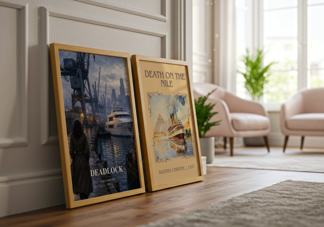 Deadlock watercolour print framed by window – literary home decor