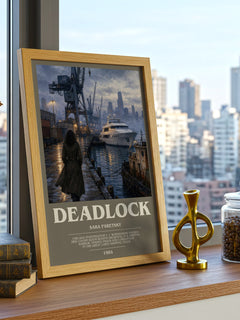Deadlock bookish print framed by window – literary home decor