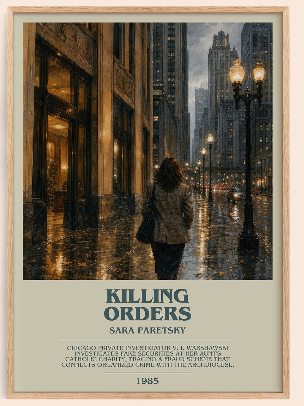 Killing Orders bookish book poster by Sara Paretsky – framed literary art print