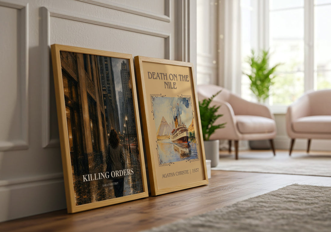 Killing Orders watercolour print framed by window – literary home decor