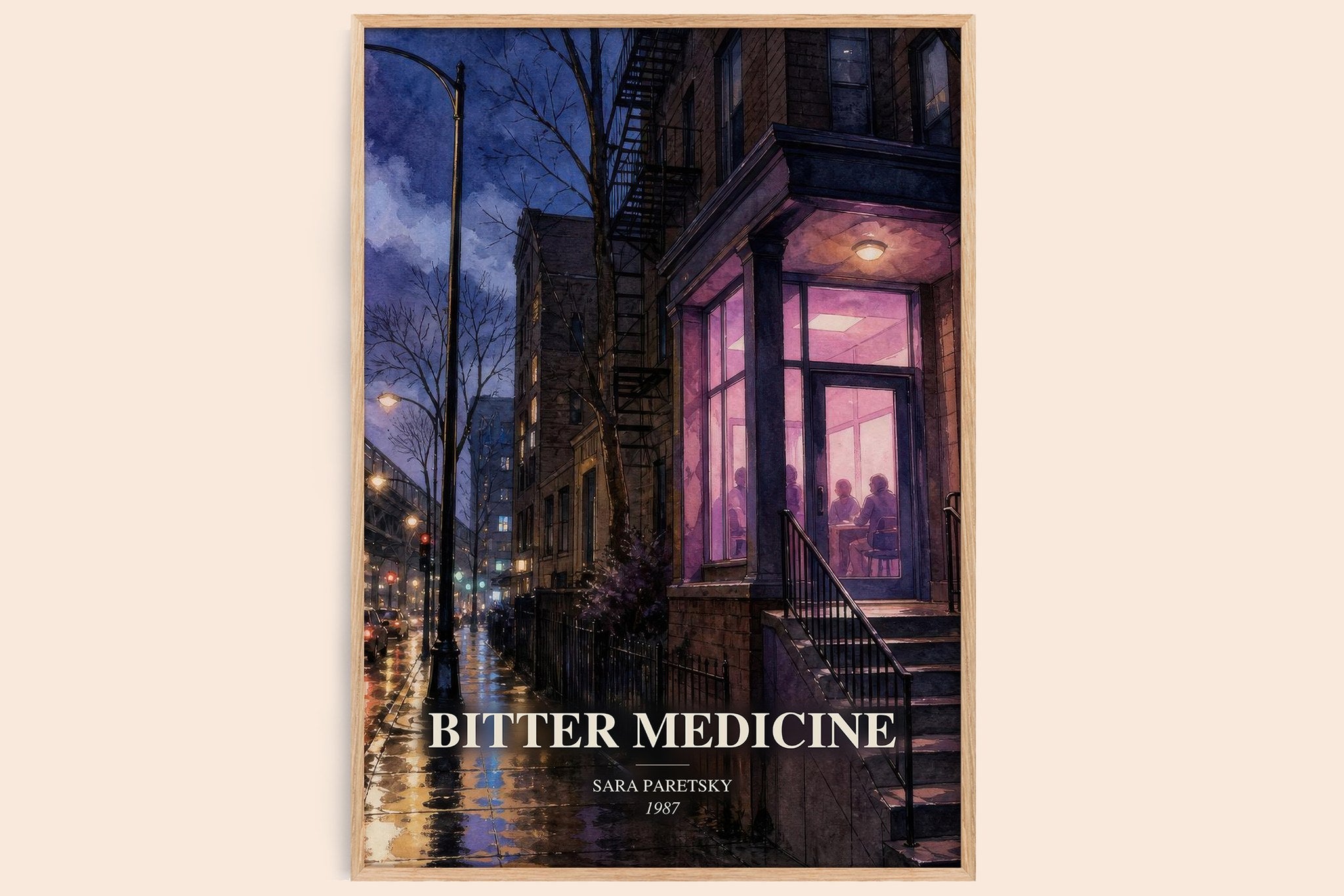 Bitter Medicine Book Watercolour Illustration by Sara Paretsky