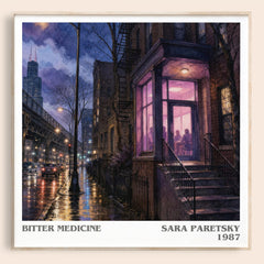 Bitter Medicine literary book poster by Sara Paretsky – framed literary art print