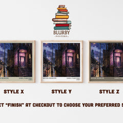 Bitter Medicine literary print in frame leaning in hallway – mystery wall art