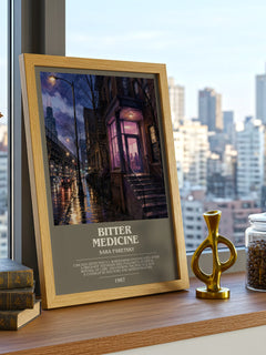 Bitter Medicine bookish print framed by window – literary home decor