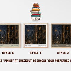 Burn Marks literary print in frame leaning in hallway – crime wall art