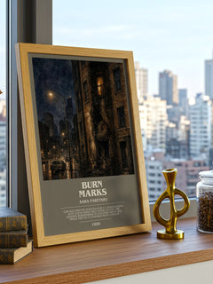 Burn Marks bookish print framed by window – literary home decor