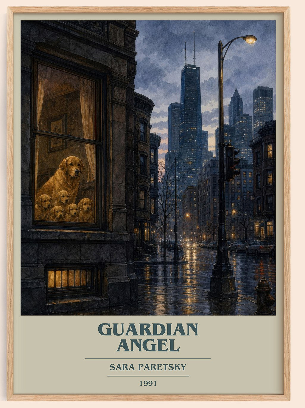 Guardian Angel book cover book poster by Sara Paretsky – framed literary art print