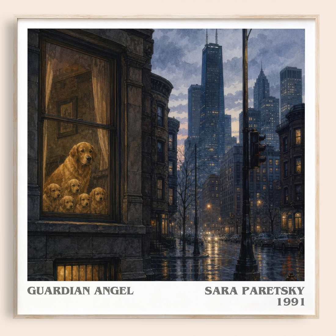 Guardian Angel literary book poster by Sara Paretsky – framed literary art print