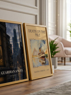 Guardian Angel watercolour print framed by window – literary home decor