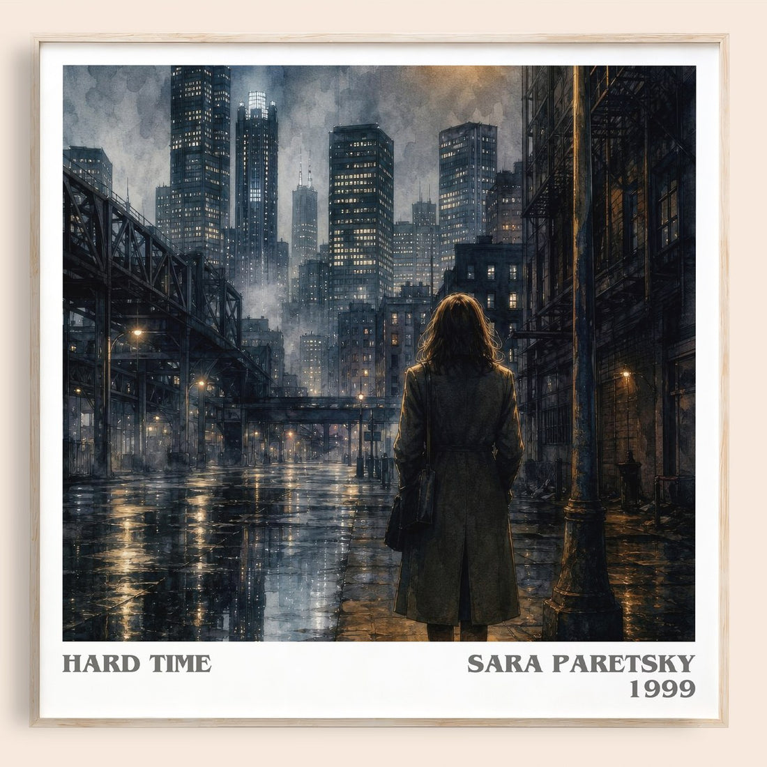 Hard Time literary book poster by Sara Paretsky – framed literary art print