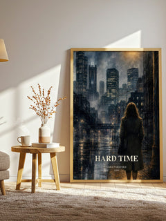 Hard Time watercolour print in frame leaning in hallway – crime wall art