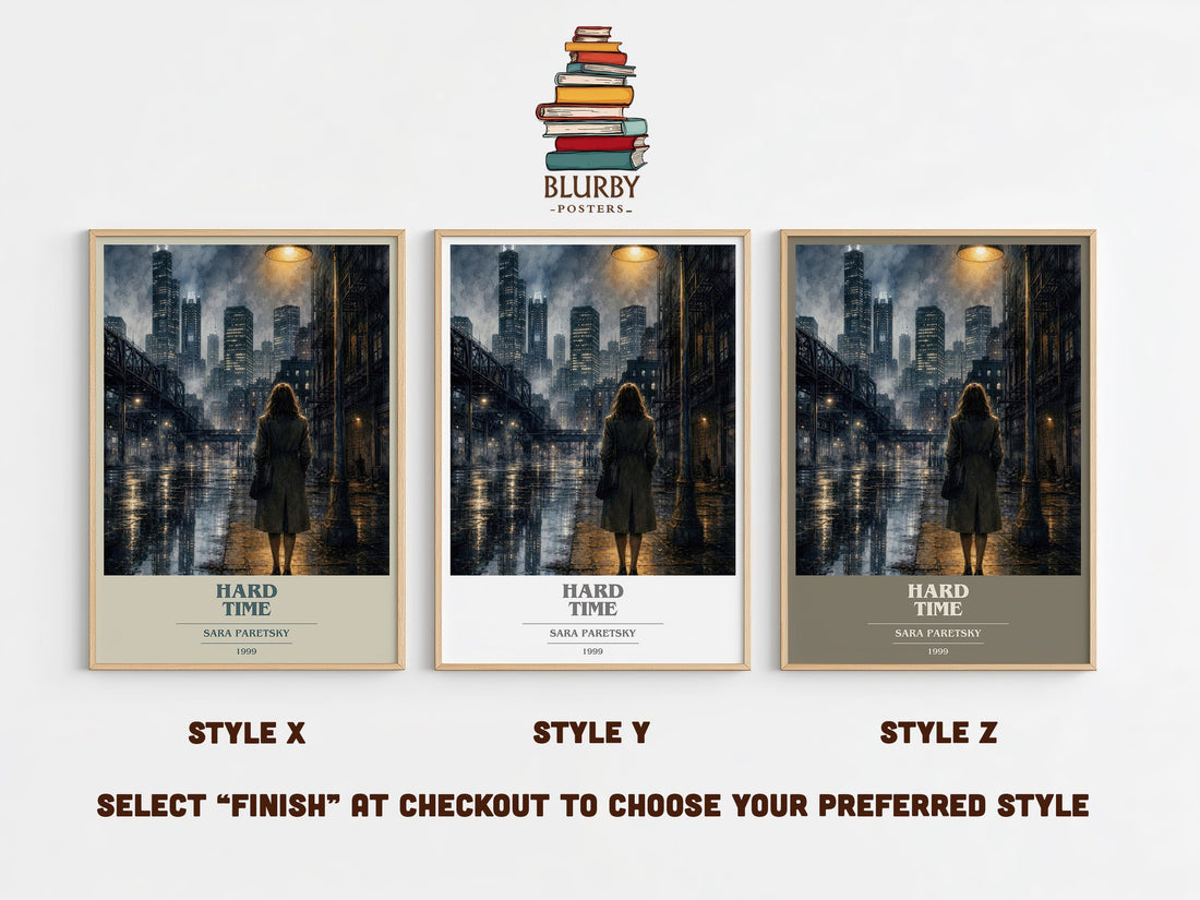 Hard Time book cover print in frame leaning in hallway – crime wall art (mockup)