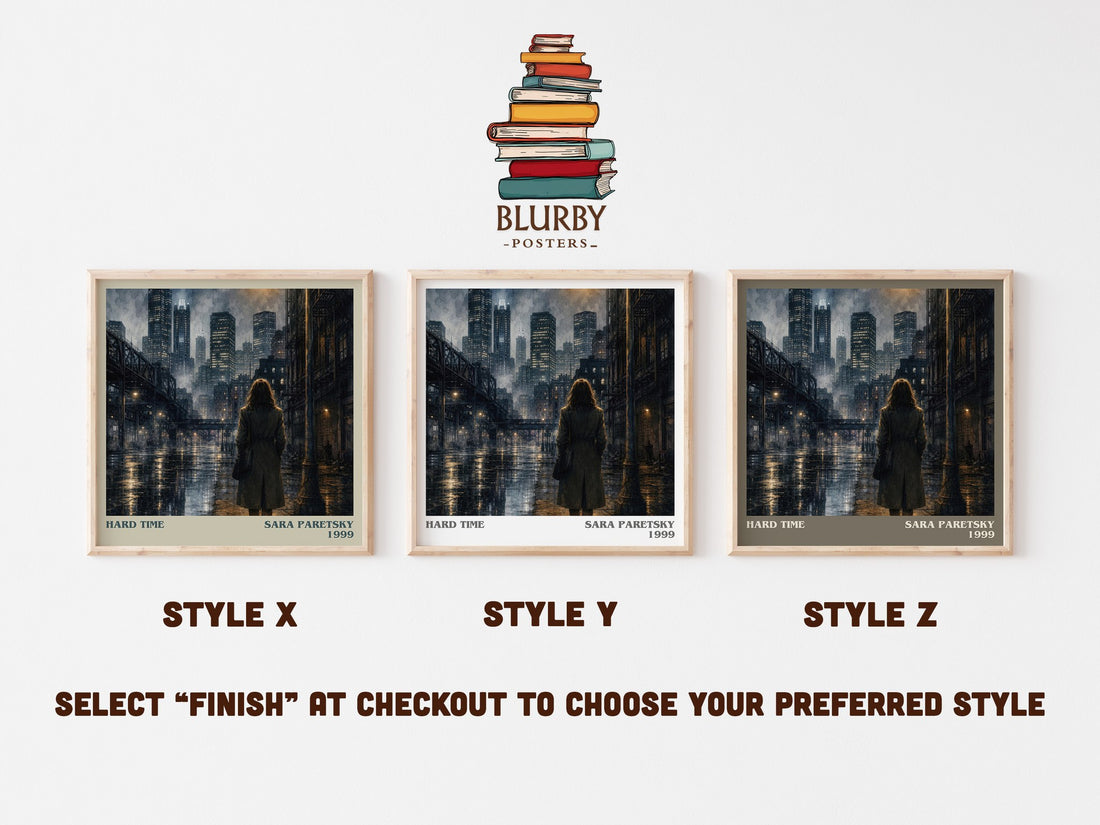 Hard Time literary print in frame leaning in hallway – crime wall art (mockup)