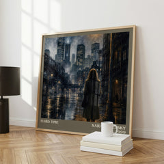 Hard Time Literary Art Print by Sara Paretsky – large square framed print leaning against a wall