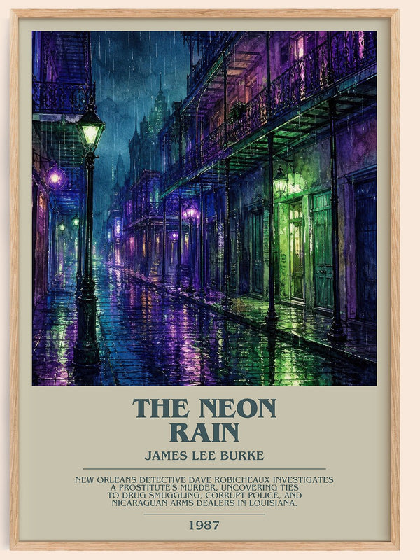 The Neon Rain bookish book poster by James Lee Burke – framed literary art print