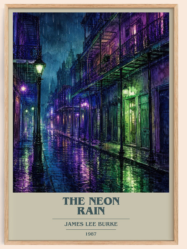 The Neon Rain book cover book poster by James Lee Burke – framed literary art print