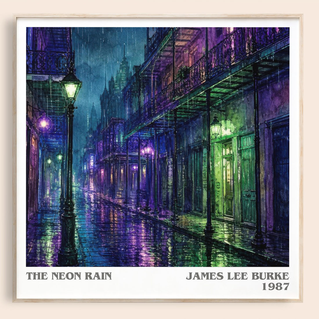 The Neon Rain literary book poster by James Lee Burke – framed literary art print