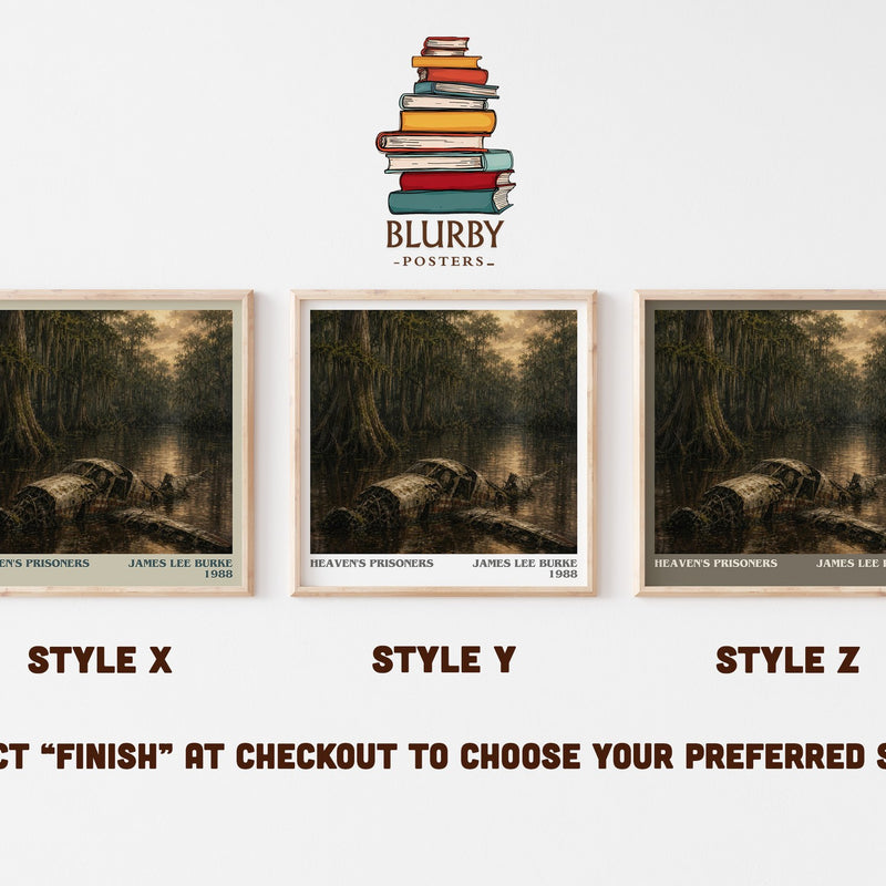 Heaven's Prisoners literary print in frame leaning in hallway – crime wall art