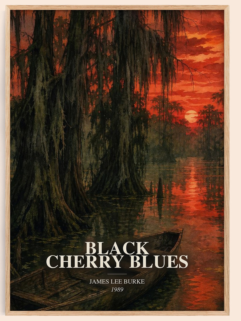 Black Cherry Blues watercolour book poster by James Lee Burke – framed literary art print