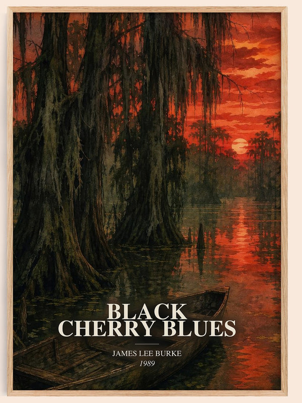 Black Cherry Blues watercolour book poster by James Lee Burke – framed literary art print