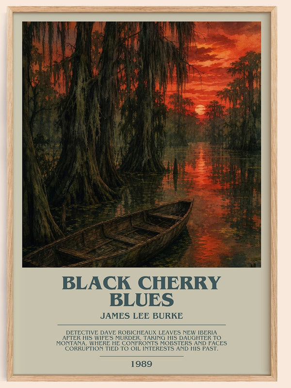 Black Cherry Blues bookish book poster by James Lee Burke – framed literary art print