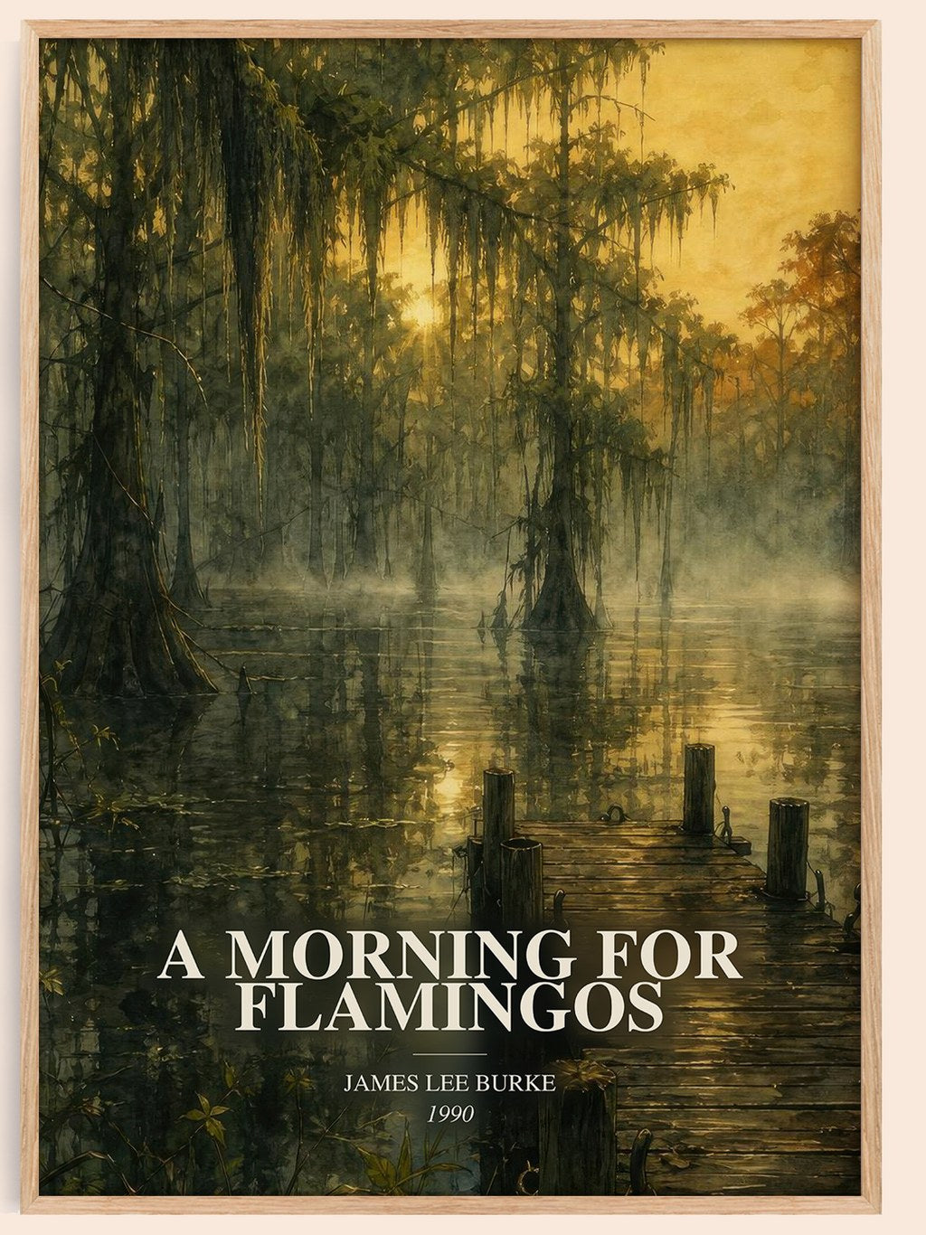 A Morning for Flamingos watercolour book poster by James Lee Burke – framed literary art print