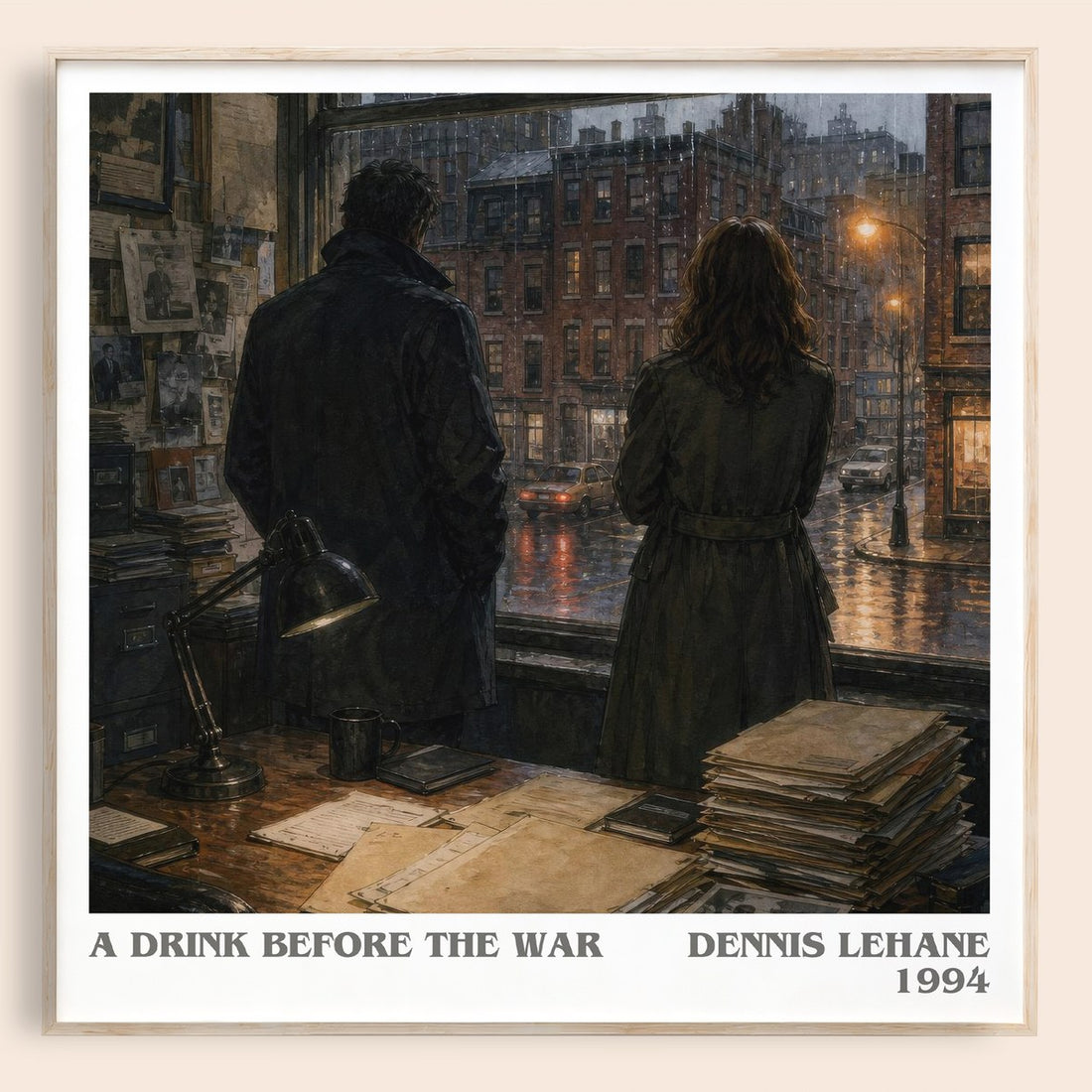A Drink Before the War literary book poster by Dennis Lehane – framed literary art print