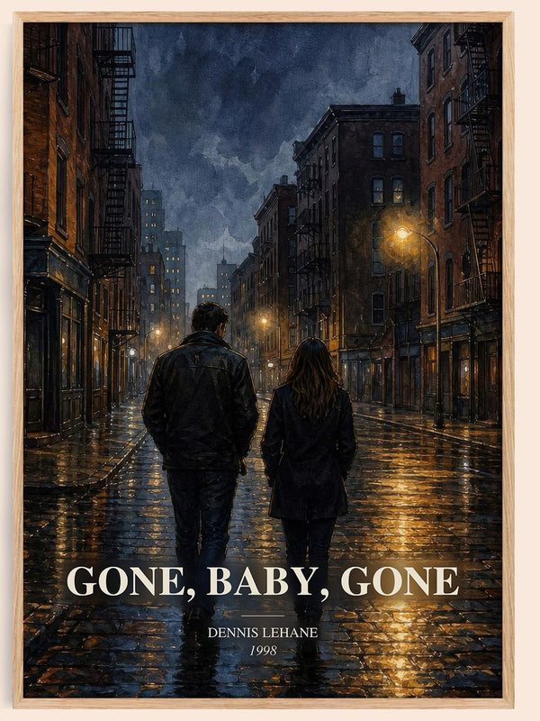 Gone, Baby, Gone watercolour book poster by Dennis Lehane – framed literary art print
