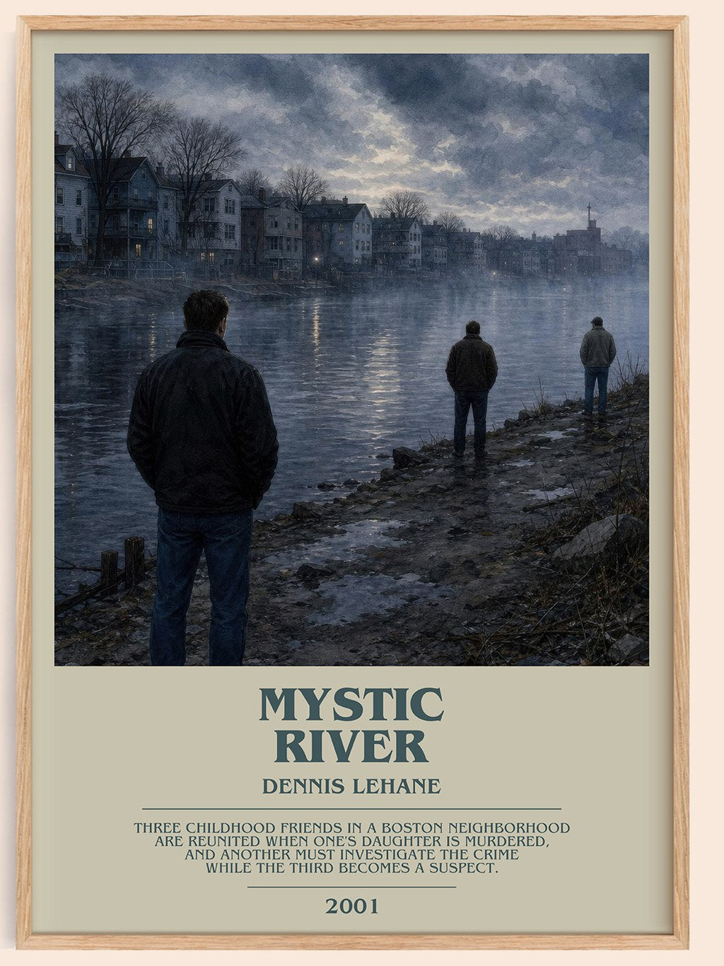 Mystic River bookish book poster by Dennis Lehane – framed literary art print
