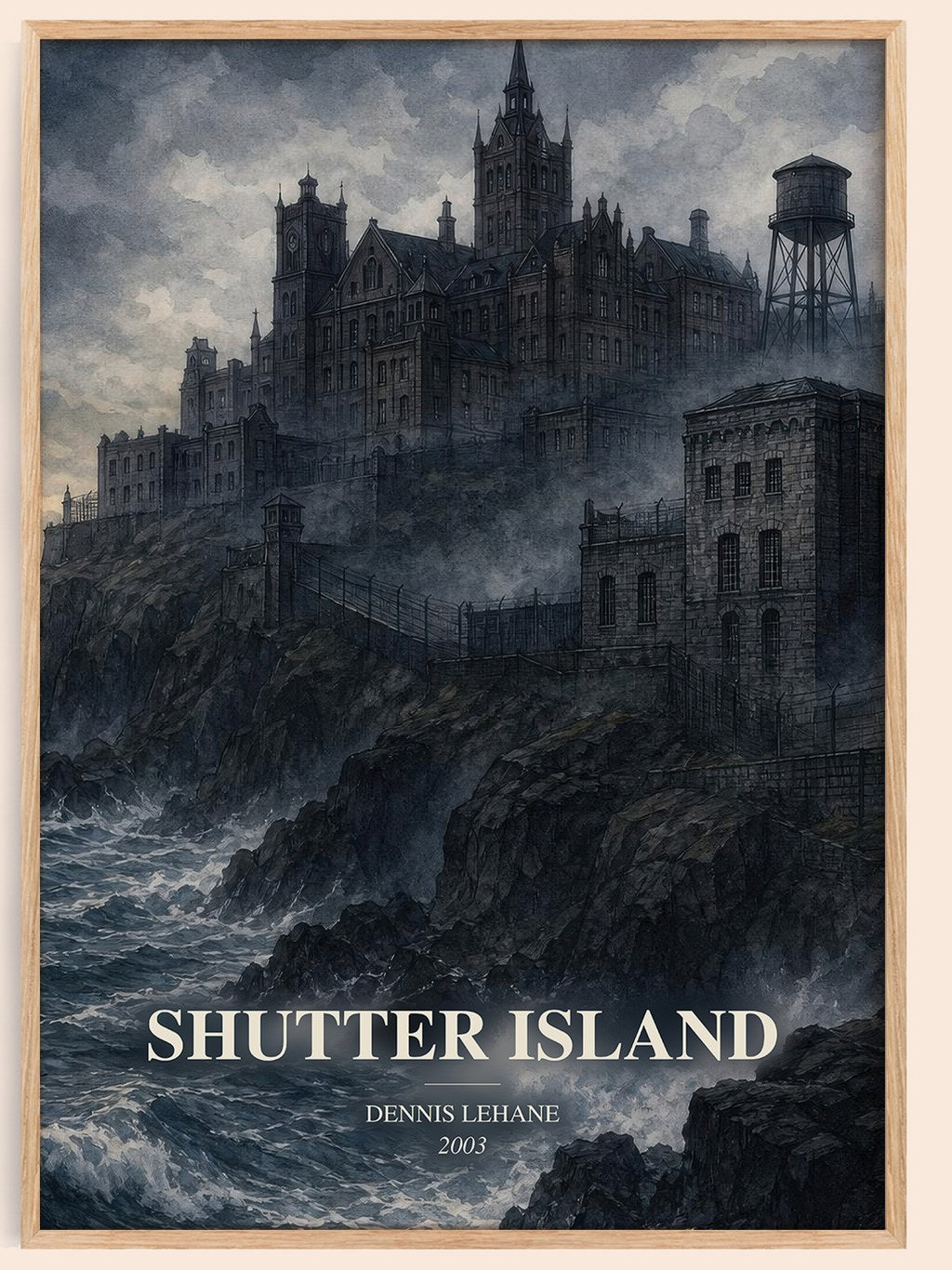 Shutter Island watercolour book poster by Dennis Lehane – framed literary art print
